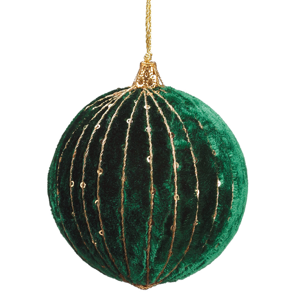 4” Velvet Green Ball Ornament Noel Decor