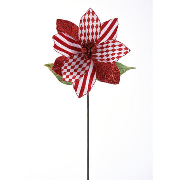 Red and White Poinsettia Stem