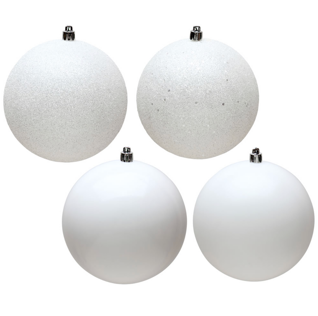 3" White 4-Finish Ball Ornament (Set of 32)