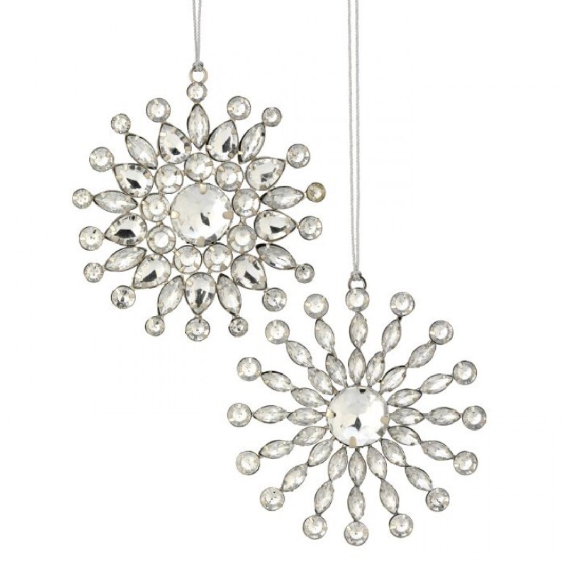 4.5" Rhinestone Starburst Ornament (Set of 2)