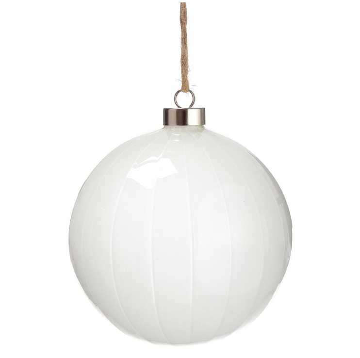 4.75" White Glass Ball Ornament