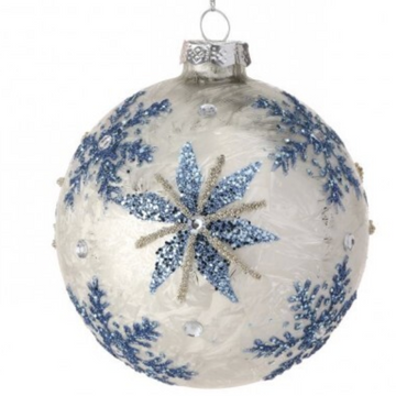 4" Snowflake Glass Ball Ornament
