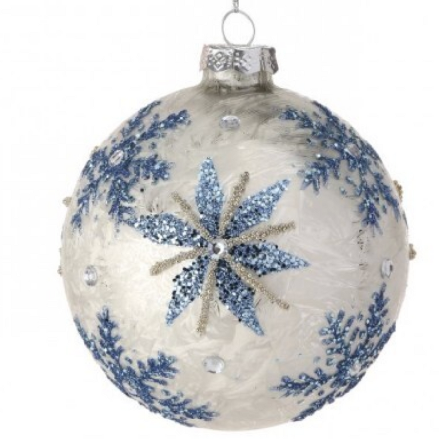 4" Snowflake Glass Ball Ornament