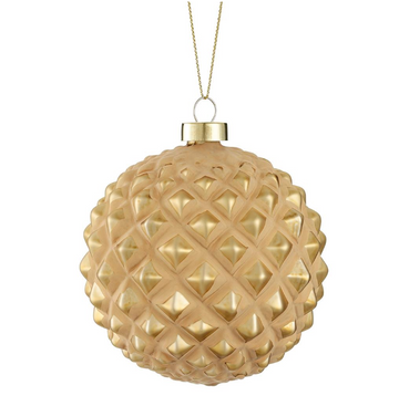 4" Textured Gold Glass Ball Ornament