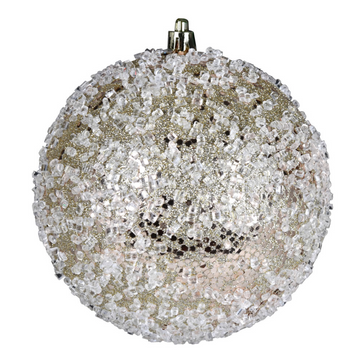 4" Glitter Midnight Champagne Ball Ornament (Set of 6)