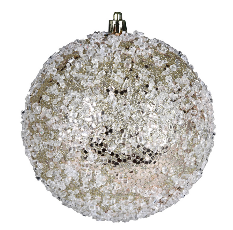 4" Glitter Midnight Champagne Ball Ornament (Set of 6)