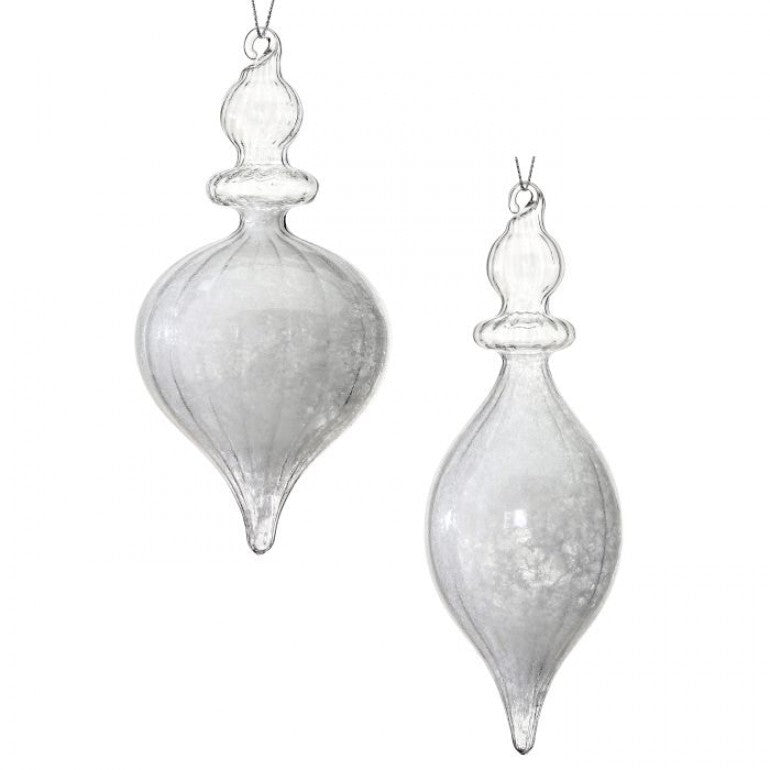6-7.5" Glass Filled Snow Ornament (Set of 2)