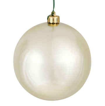 6" Champagne Shiny Ball Ornament (Set of 4)