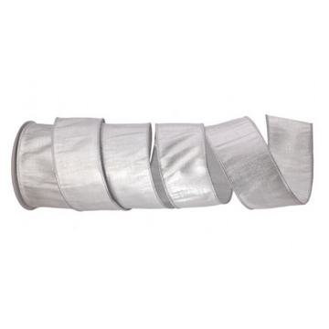 2.5" Silver Metallic Dupion Ribbon
