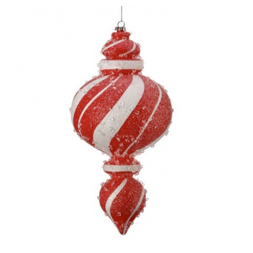 Large Red and White Candy Peppermint Finial (Box of 2)
