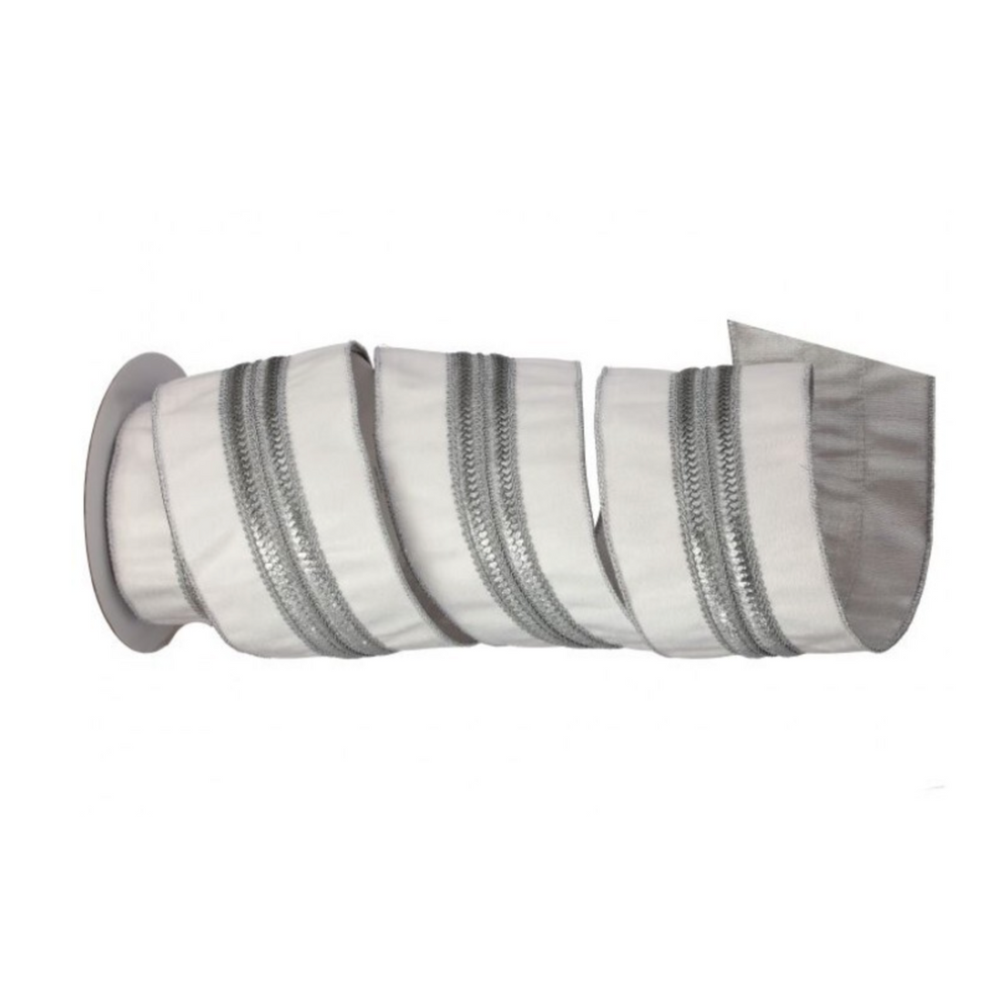 4” White Ribbon with Silver Trim
