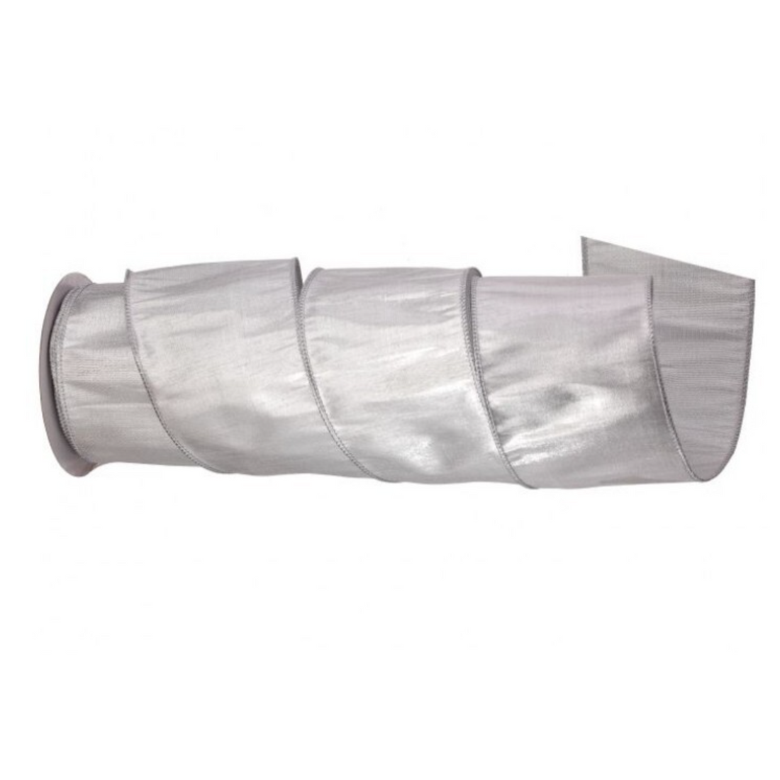 4" Silver Metallic Dupion Ribbon