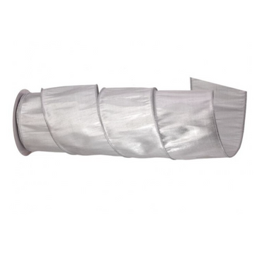 4" Silver Metallic Dupion Ribbon