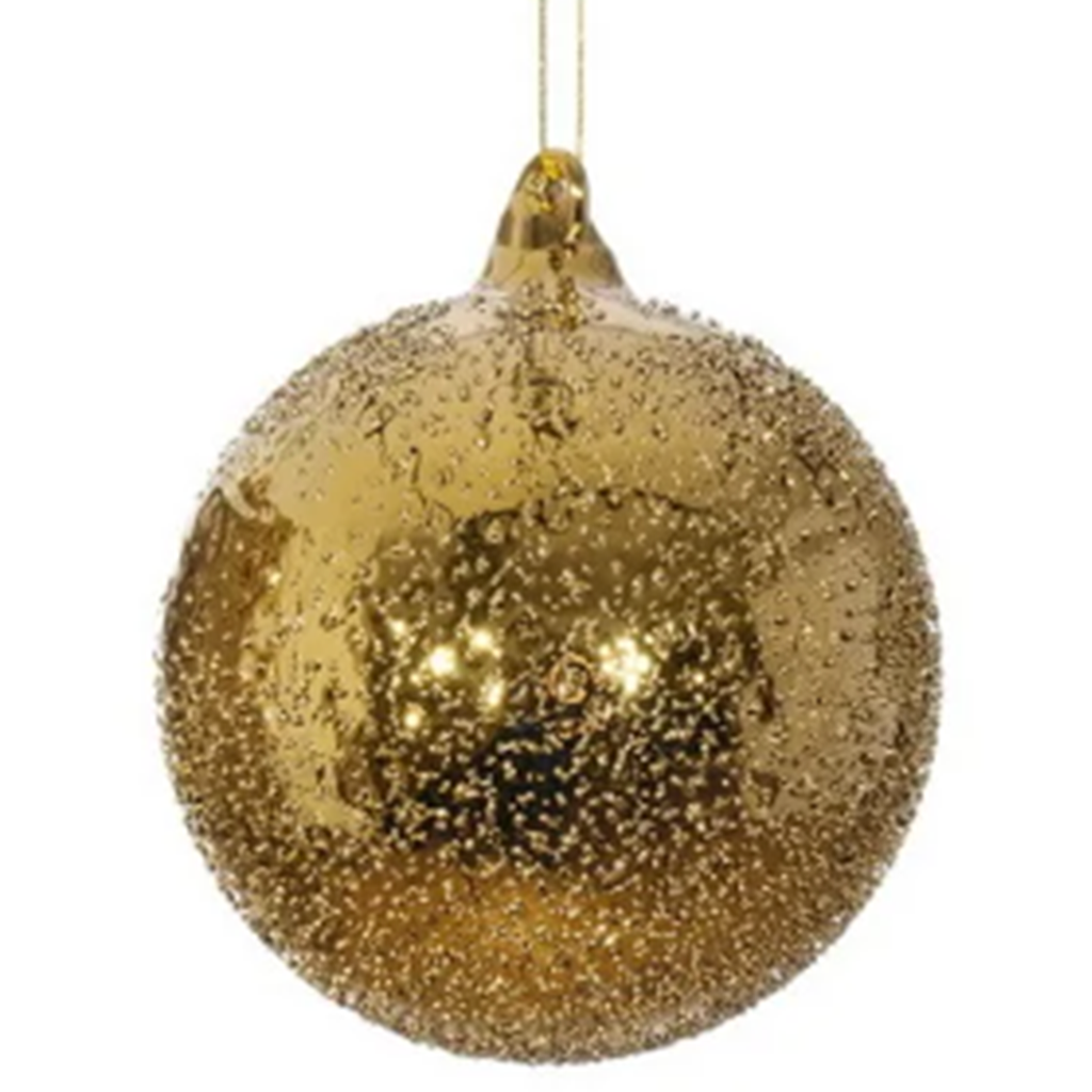 3.9” Gold Glass Beaded Ball
