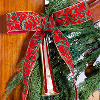 2.5” Red Velvet Ribbon with Leaf Design