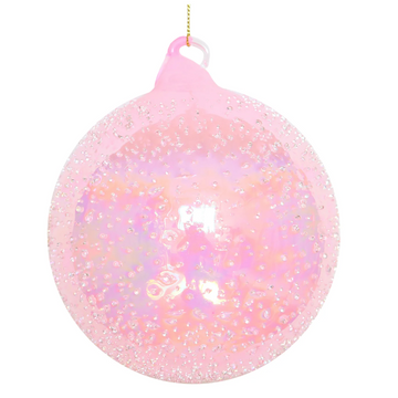 4.7” Bubblegum Pink Beaded Glass Ball Ornament