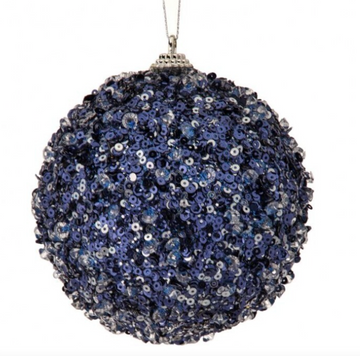 4" Midnight Blue Sequin Ball Ornament