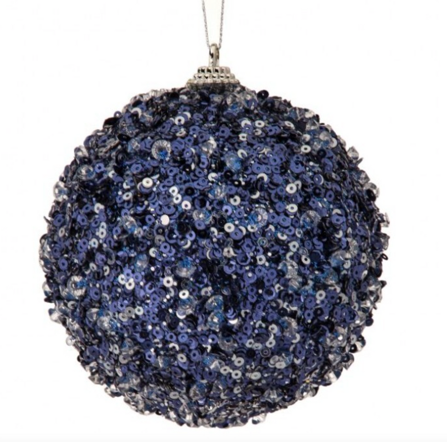 4" Midnight Blue Sequin Ball Ornament