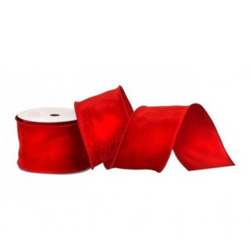 4” Red Dupion Wired Ribbon