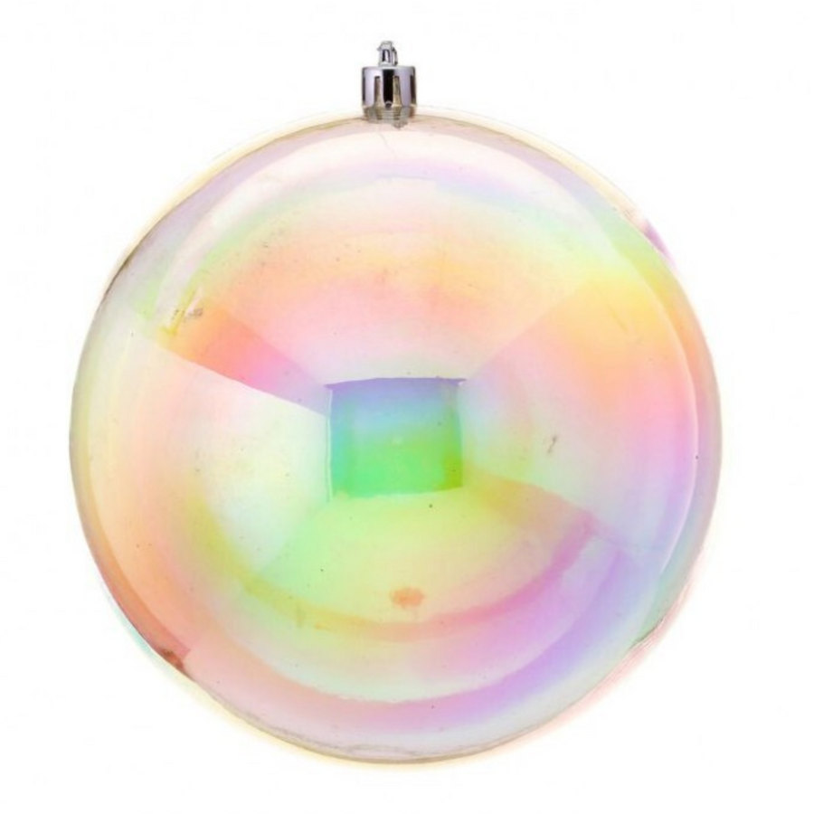 5.5” Large Iridescent Clear Ball Ornament (Box of 2)