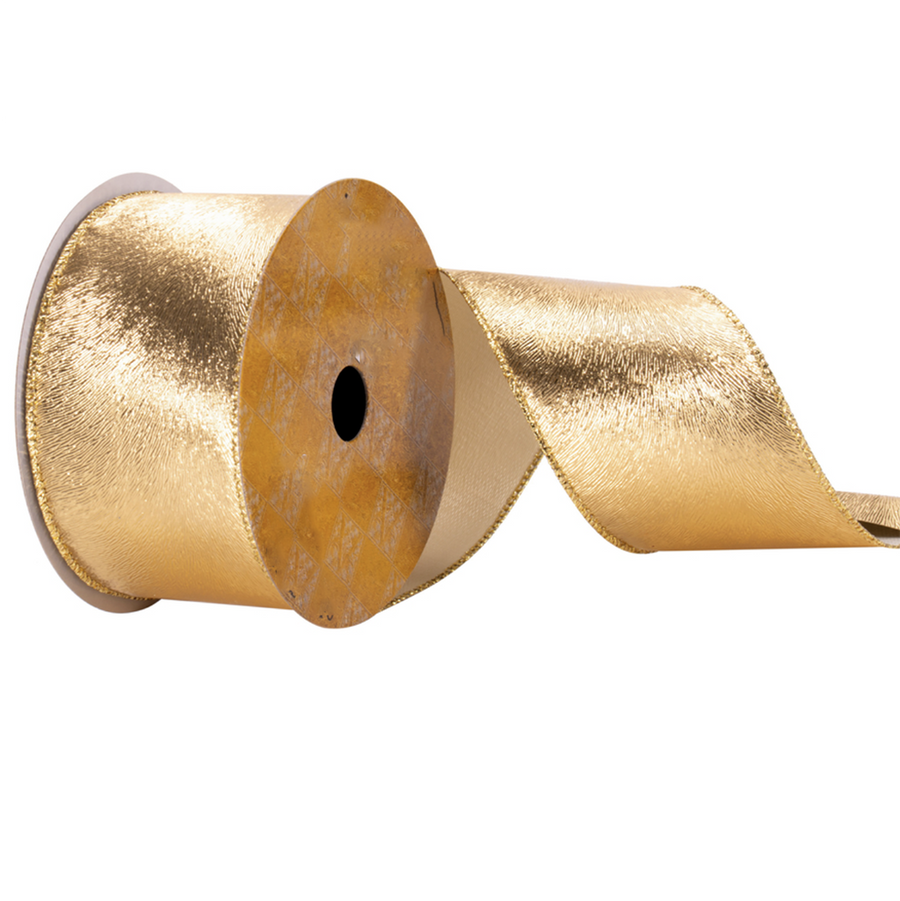 2.5"x5yds Gold Stripe Ribbon