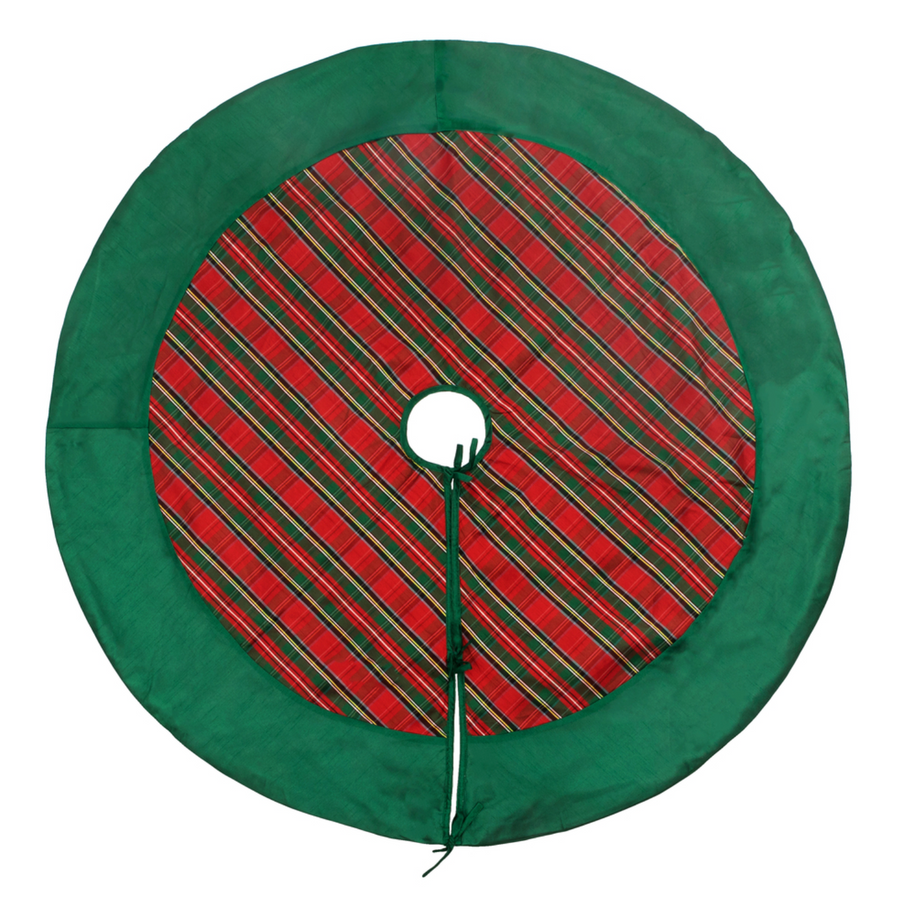 52" Red and Green Plaid Christmas Tree Skirt