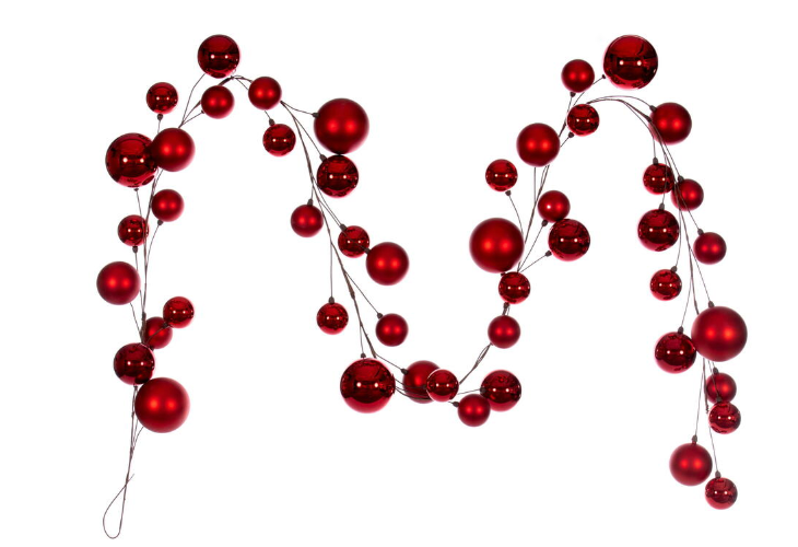 Red Matte and Shiny Ball Ornament Garland