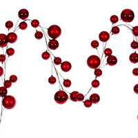 10' Red Matte and Shiny Ball Ornament Garland