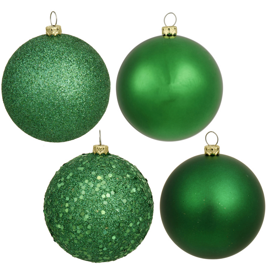 6" Green Four Finish Ball Ornament (Set of 4)