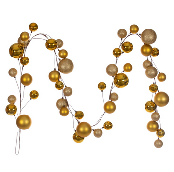 Gold Matte and Shiny Ball Ornament Garland