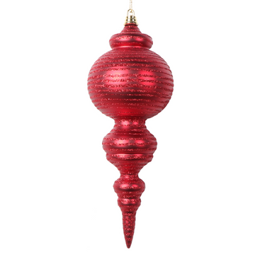 10” Large Matte Red Finial Ornament (Set of 2)