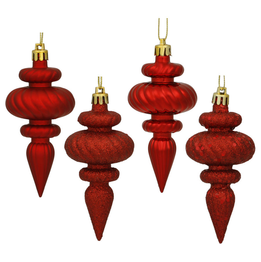 Red Finials with Four Finishes (Box of 8)