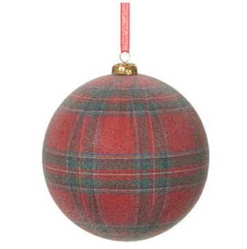 6" Glitter plaid Ball Ornament