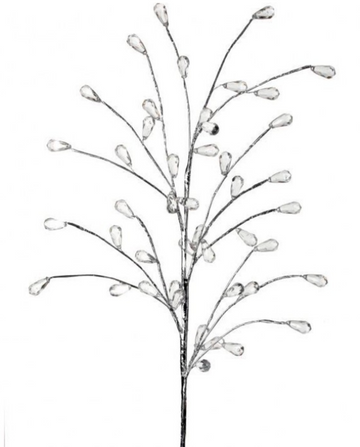 28" Silver and Clear Branch Spray