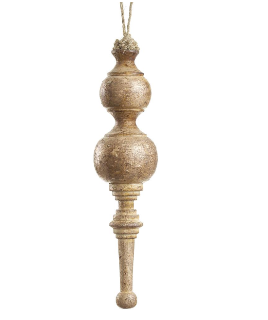 9" Hint of Rose Finial Ornament Burgundy Detail