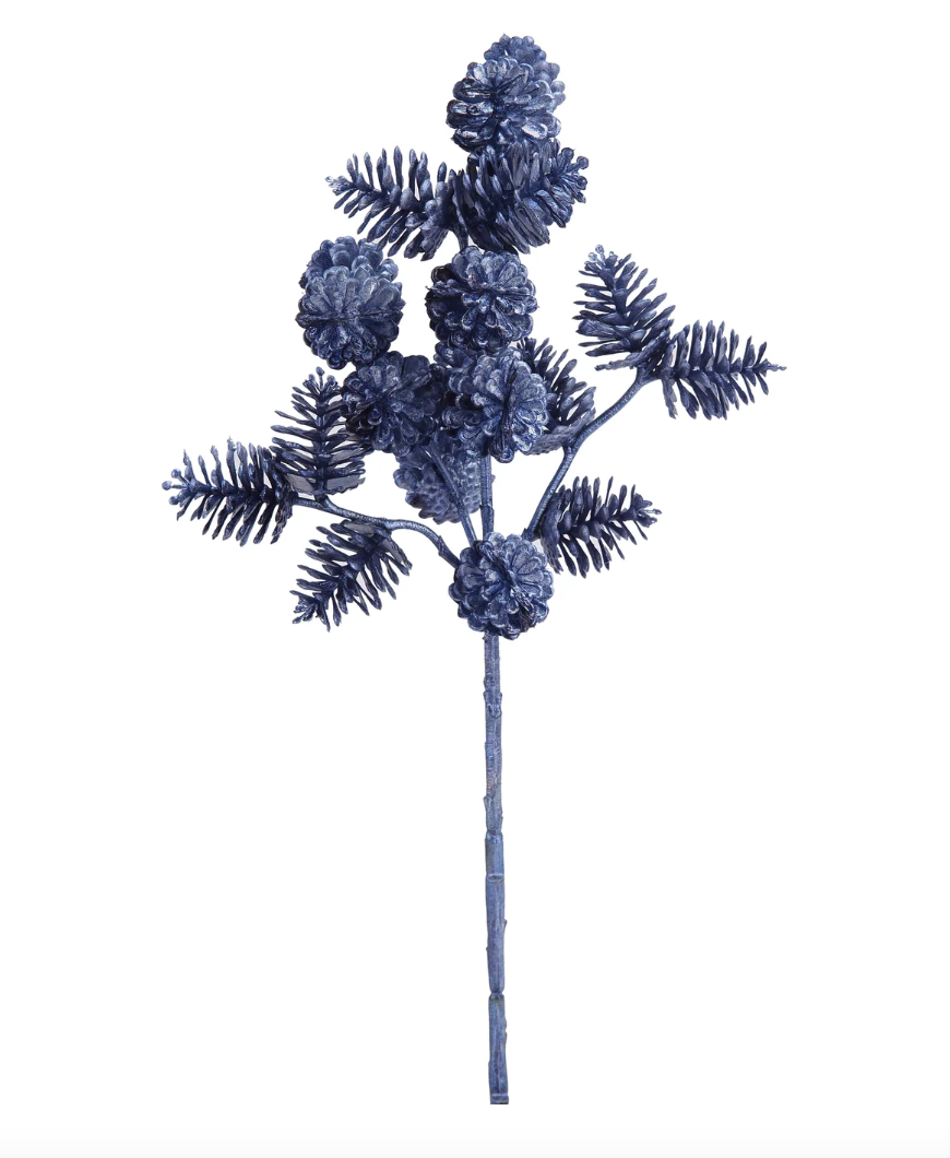 21" Blue Pinecone Spray