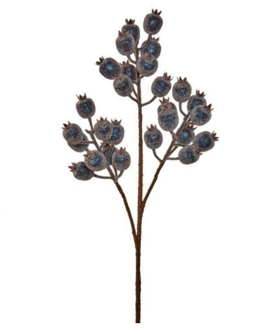 24" Icey Blue Pomegranate Berry Spray