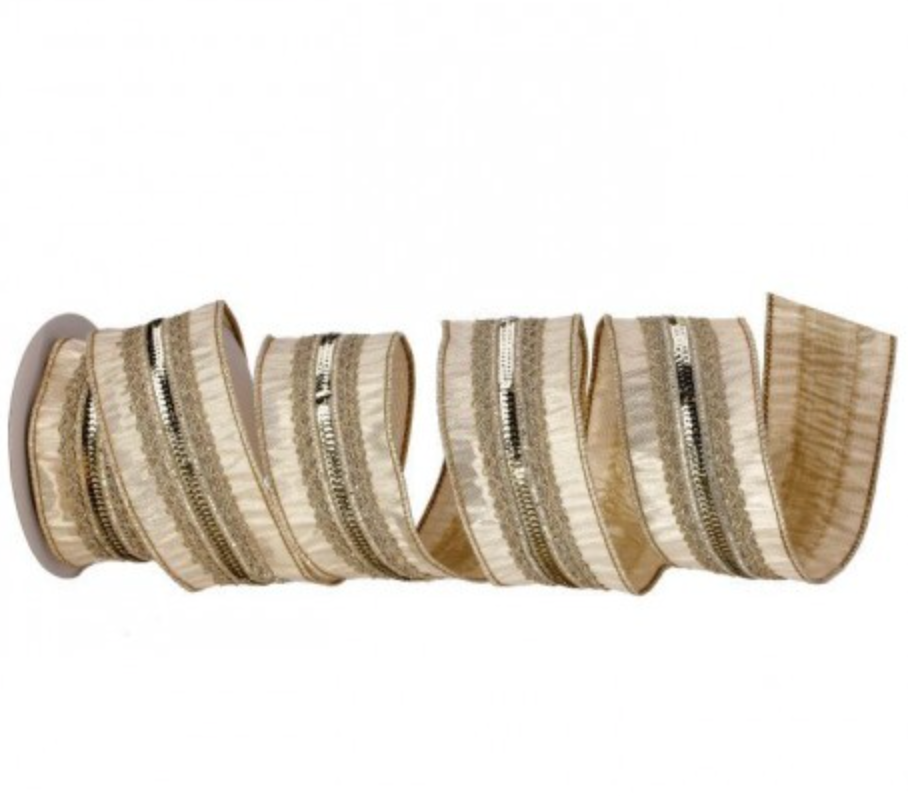 2.5" Gold with gold Sequin Ribbon