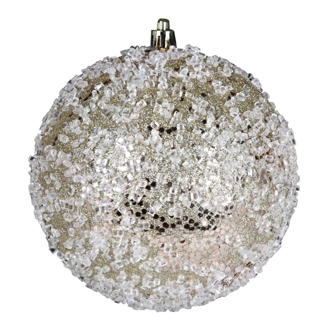 6" Glitter Champagne Ball Ornament (Set of 4)