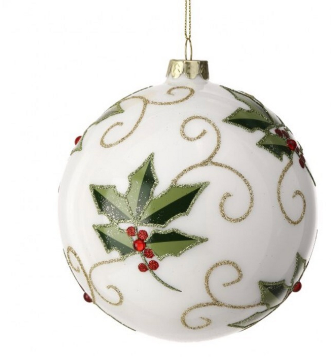 5" Mistletoe Glass Ball Ornament
