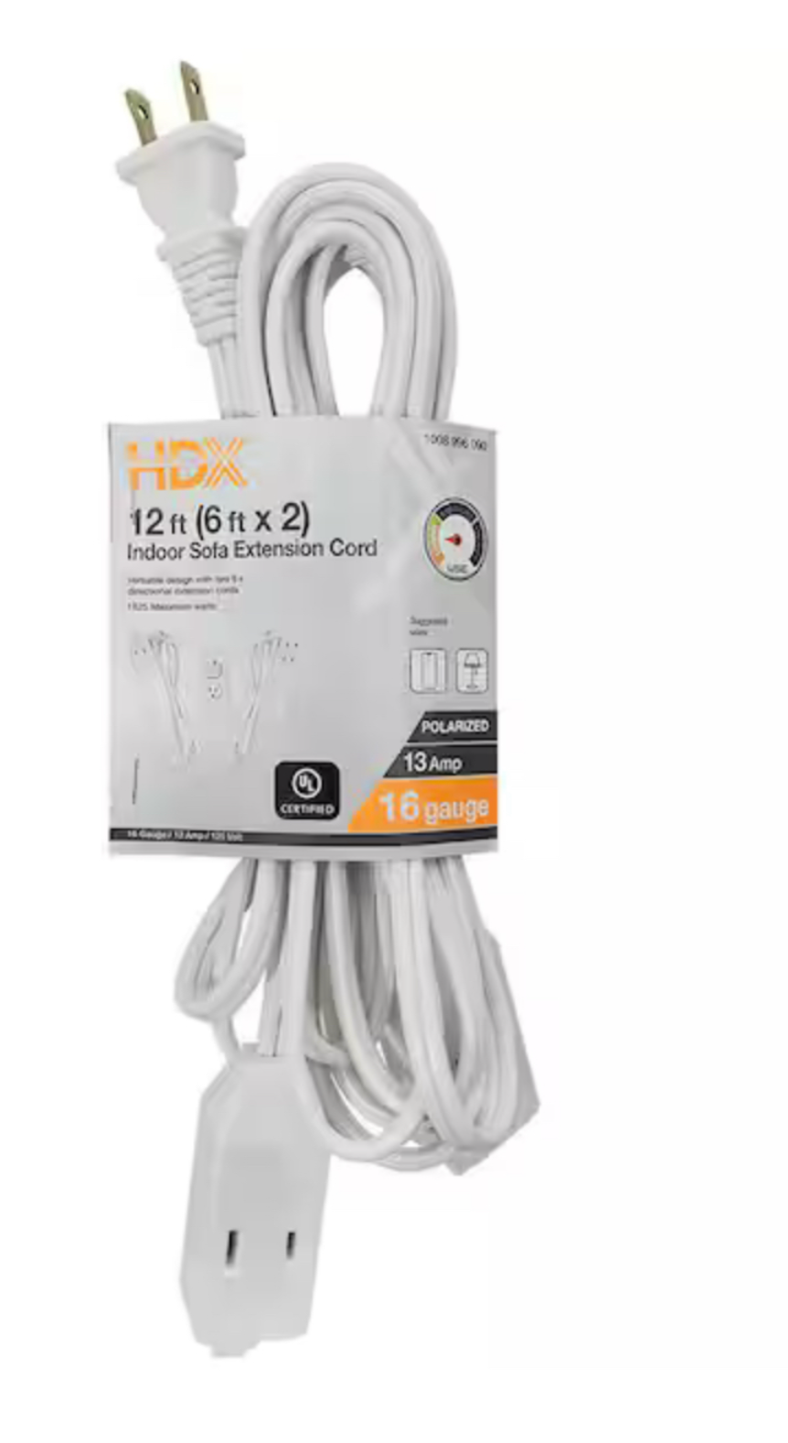 12' White Extension Cord