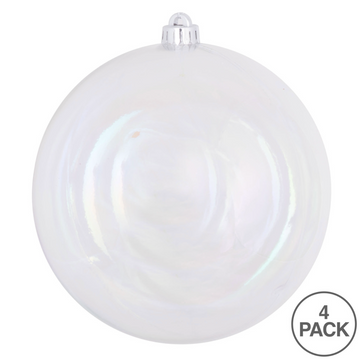 6" Clear Iridescent Ball Ornament (Set of 4)