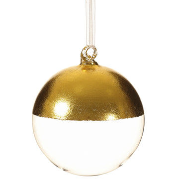 4” Gold Dipped Clear Glass Ball Ornament