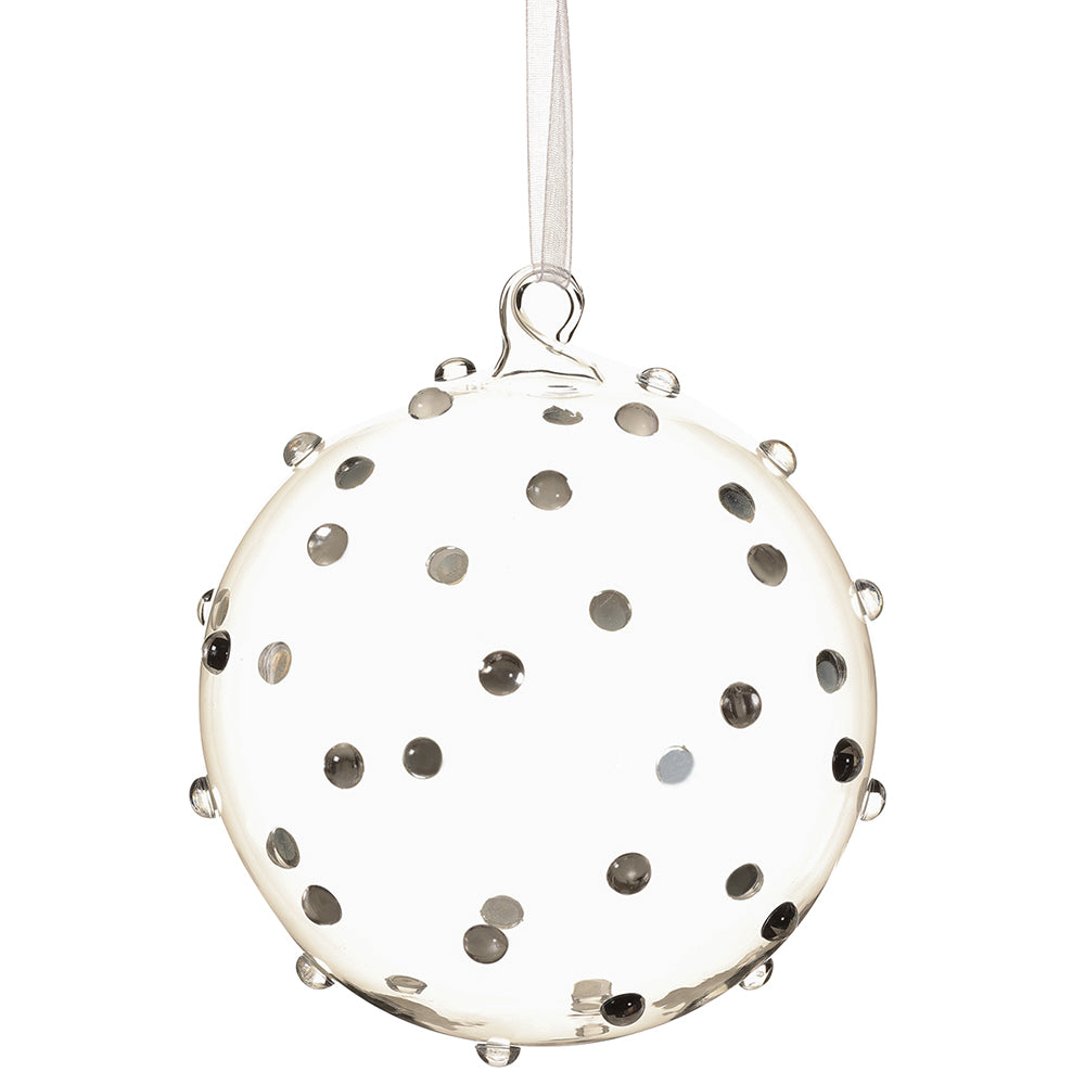 4.75” Clear Polka Dot Glass Ornament