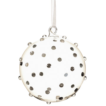 4.75” Clear Polka Dot Glass Ornament