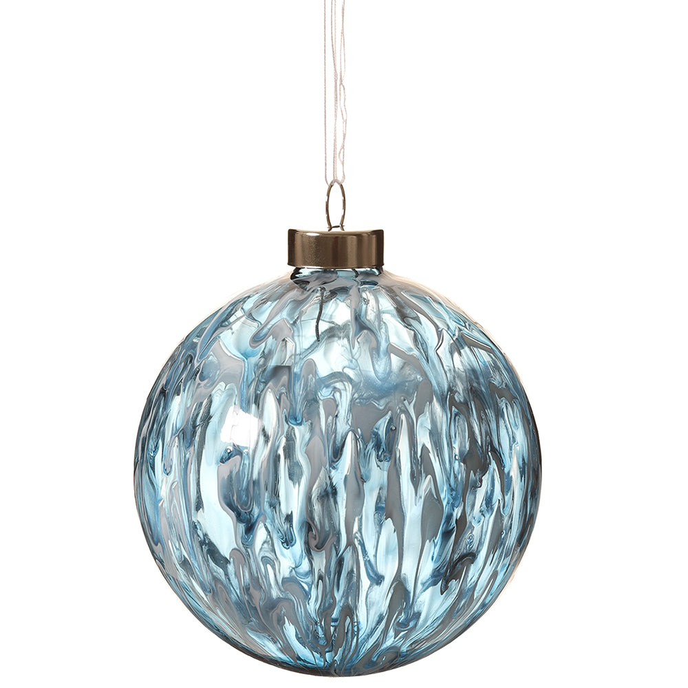 4” Blue Watercolor Glass Ornament