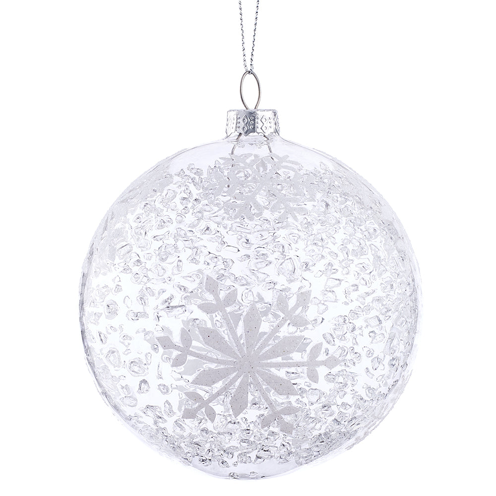 4” Clear Snowflake Ball Ornamen