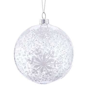 4” Clear Snowflake Ball Ornamen