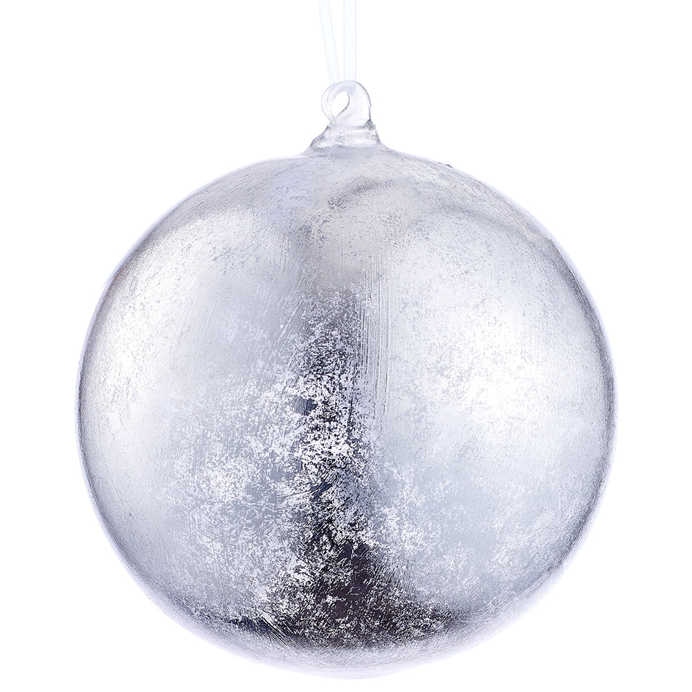 6” Large Silver Crackel Ball Ornament