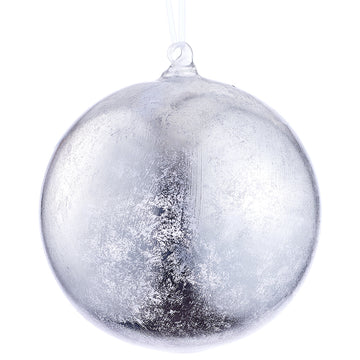 6” Large Silver Crackel Ball Ornament